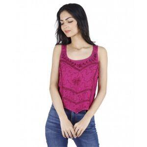 Embroidered Purple Boho Hippie Tank Top Women’s OS
